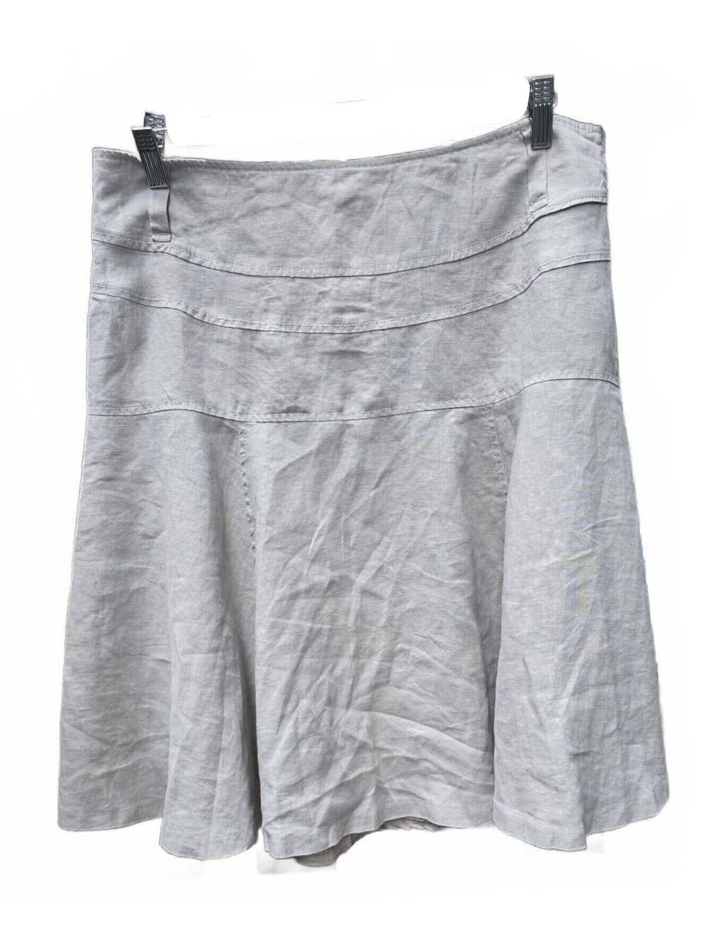 Minimalist & Chic Dalia Sandstone Linen Midi Skirt Size 14 Fit and Flair